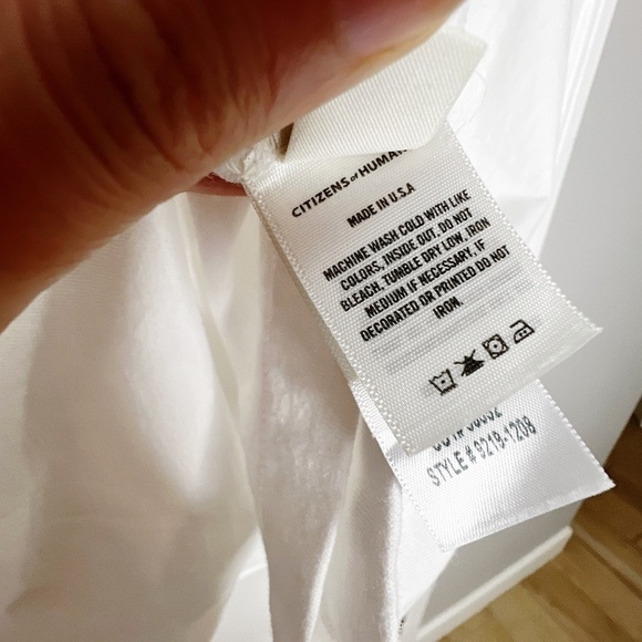 CITIZENS OF HUMANITY ZOSIA PADDED SHOULDER V-NECK TOP T-Shirt Size XL White - Picture 9 of 11